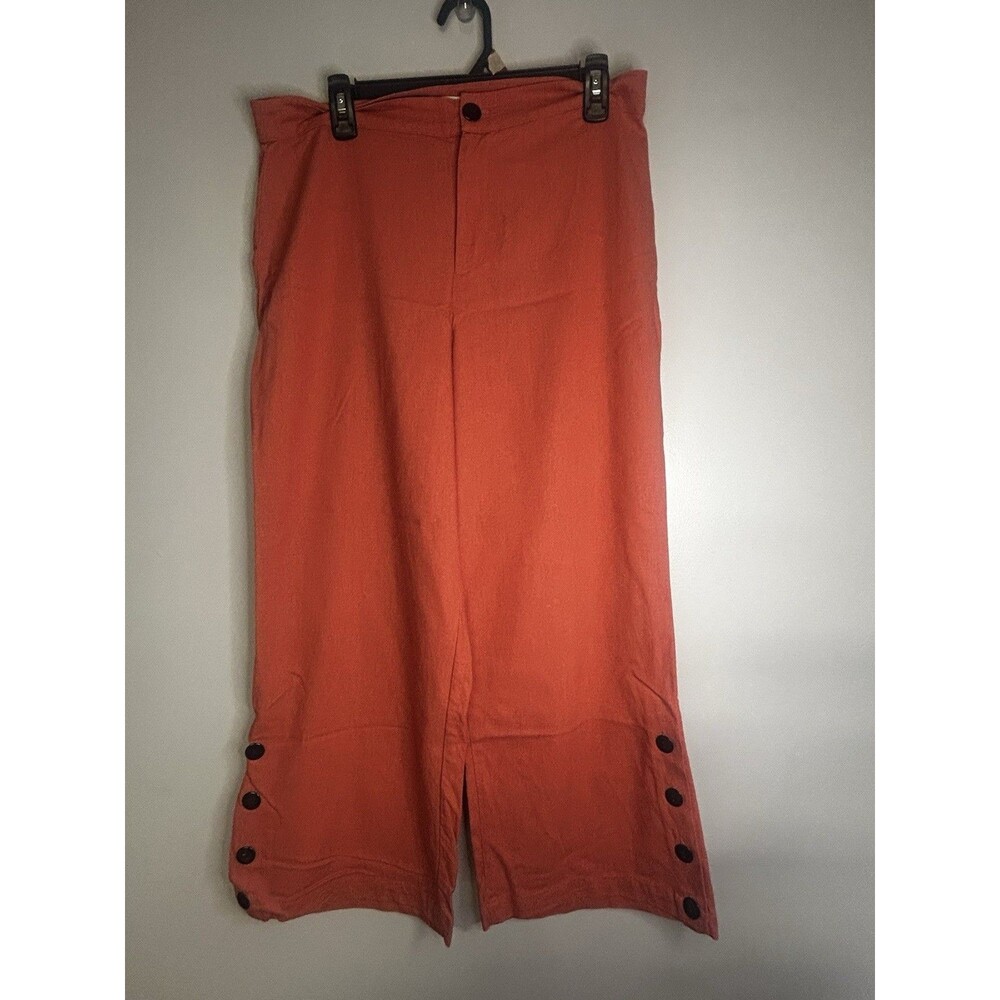 Flynn Skye Tami Straight Leg Button Pants In An Orange/Reddish-orange Cropped XL